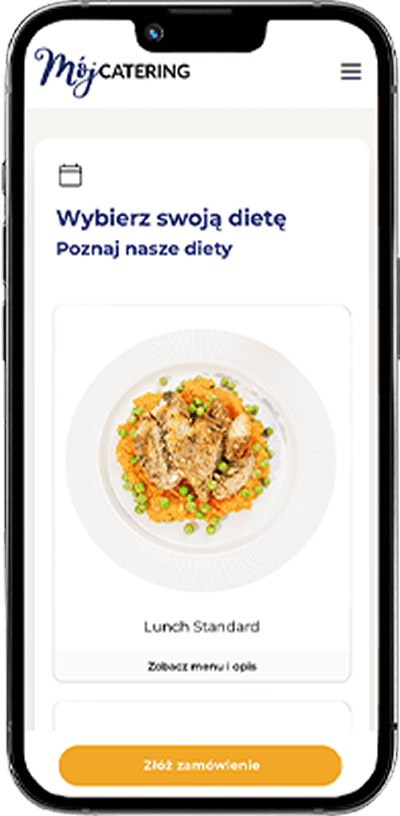 Aplikacja MójCatering na telefonie